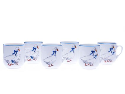 Sada hrnku s motivem hus, Trojka 300 ml, Český porcelán, 6 ks
