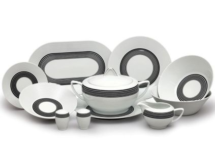 Jídelní souprava, český porcelán, Lea, kružnice, Thun, 25 d.
