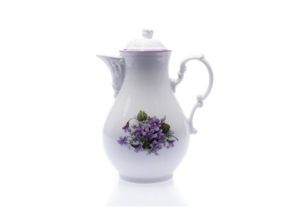 Konvice kávová, 0,90 l, fialky, Český porcelán Dubí