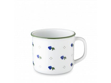 Hrnek plecháček, porcelán, modré kytičky, 350 ml, G. Benedikt