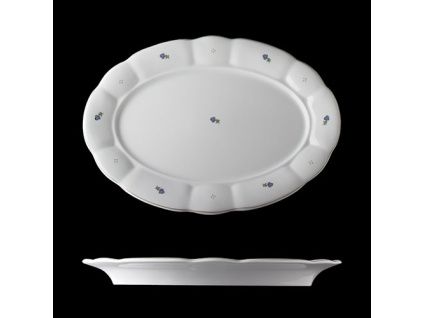 Mísa oválná, porcelán, modré kytičky, 36 cm, G. Benedikt