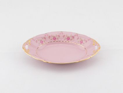 Miska oválná 17 cm, růžový porcelán, kytičky, Leander