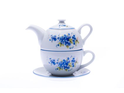 Souprava šálku a konvičky Sonne, porcelán, pomněnky, Dubí
