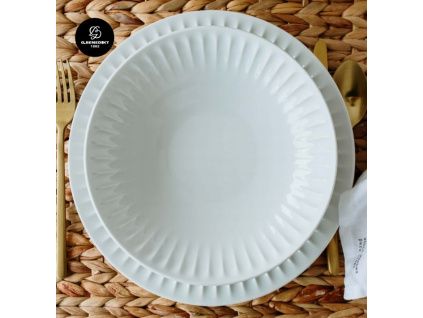 Talířová souprava, bílá, Ribby, český porcelán, G. Benedikt, 18 d.