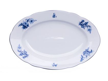Rose, mísa oválná, porcelán, modré růže, 32 cm, Thun