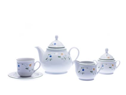 Čajová sada, porcelán, luční kvítí, Jana, Thun, 15 d.