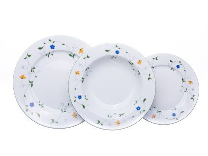 Talířová sada, porcelán, luční kvítí, Jana, Thun, 18 d.