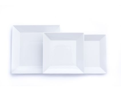 Actual, čtyřhranná talířová sada, bílý porcelán, G. Benedikt, 18 d.