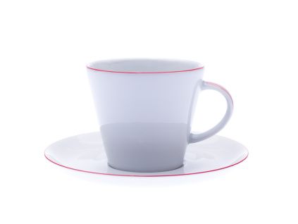 Tom, šálek a podšálek, porcelán, 200 ml, červená linka, Thun