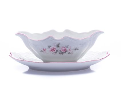 Omáčník, porcelán, Bernadotte, 500 ml, růže, růžový proužek, Thun