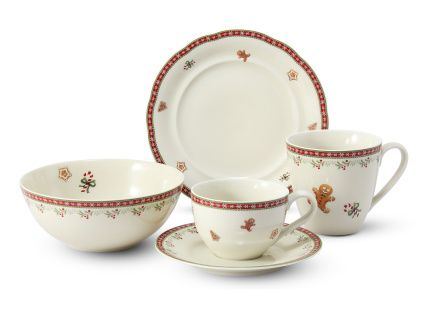Snídaňová sada, vánoční porcelán, perníčky, Leander, 5 d