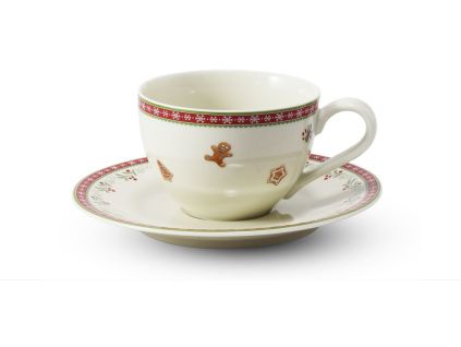 Šálek s podšálkem, vánoční porcelán, perníčky, 0,20 l, Leander