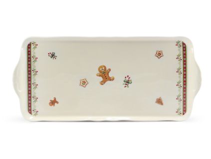 Podnos čtyřhranný, vánoční porcelán, perníčky, 36 cm, Leander