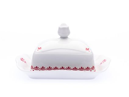 Máslenka, 250 g, český porcelán, Hyggeline, červená, Leander