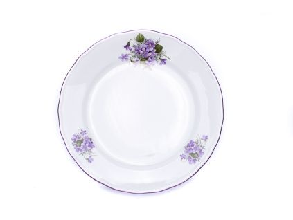 Talíř mělký, Český porcelán Dubí, 26 cm, fialky