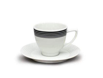 Šálky s podšálkem, porcelán, Lea, kružnice, 90 ml, Thun, 6 ks