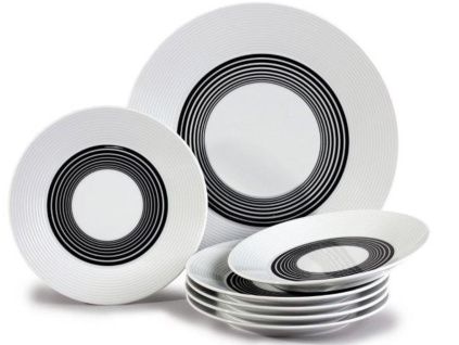 Lea, koláčová souprava, kružnice, český porcelán, Thun, 7 d.