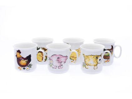 Hrnek Gaston, zvířátka, souprava 6 ks, 220 ml, Český porcelán Dubí