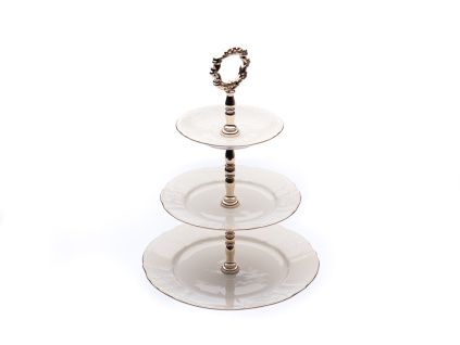 Etažérka, zlatý proužek, Bernadotte, slonová kost, český porcelán, Thun