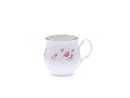 Hrnek Jonáš, český porcelán, Bernadotte, 310 ml, růže, zlatý proužek, Thun