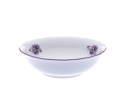 Mísa kompotová vysoká, 23 cm, fialky, Český porcelán