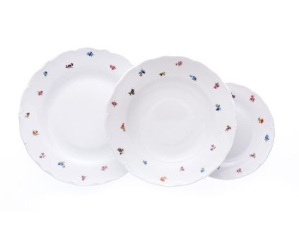 Talířová souprava, mělký talíř 27 cm, český porcelán, Verona, 18 d., házenka, G. Benedikt