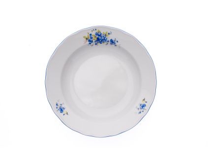 Talíř hluboký, 24 cm, pomněnky, Český porcelán Dubí