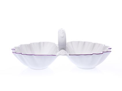 Kabaret 2-dílný, 28 cm, fialky, Český porcelán Dubí