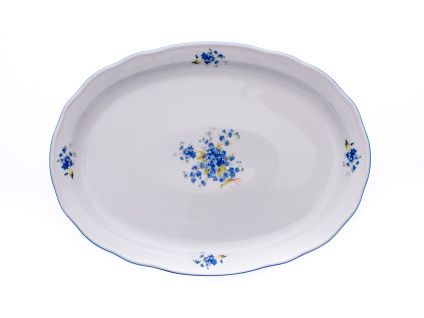 Talíř oválný, 35 cm, pomněnky, Český porcelán