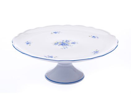 Talíř dortový na noze, 31 cm, pomněnky, Český porcelán
