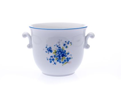 Květináč s uchy, bez nožky II  13,5 cm, pomněnky, Český porcelán