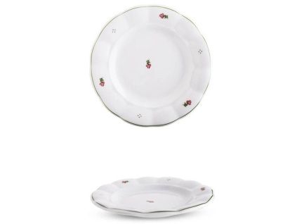 Talíř dezertní, porcelán, růžové kytičky, 19 cm, G. Benedikt