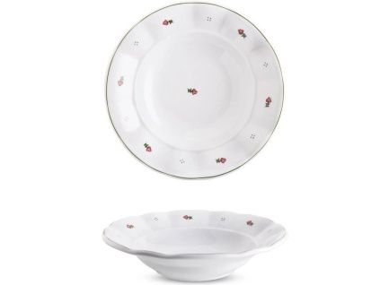 Talíř hluboký, porcelán, růžové kytičky, 24 cm, G. Benedikt