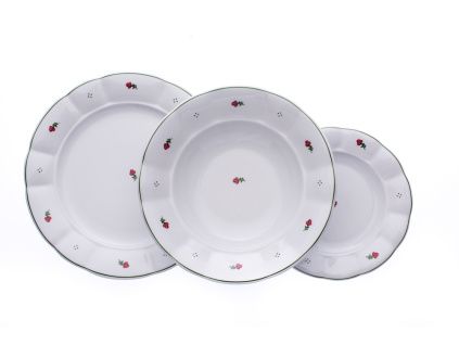 Talířová sada, Benedikt, růžové kytičky, 18 d.,  porcelán G. Benedikt