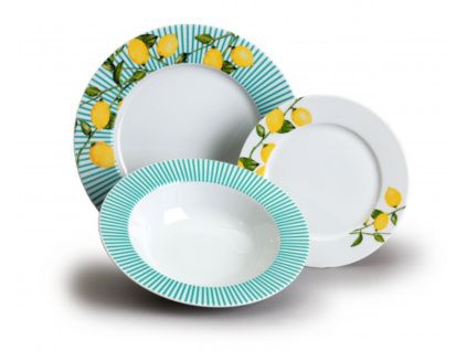 Talířová souprava, Ella, citróny, porcelán Thun, 18 d.