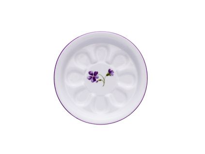 Pivní tácek, fialky, 13 cm, Český porcelán Dubí