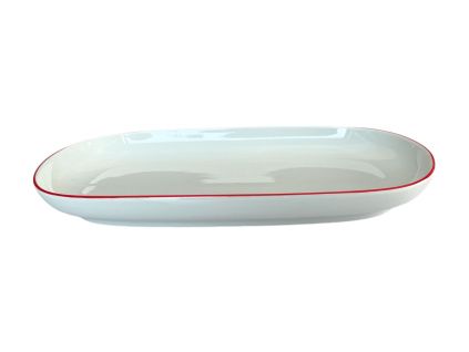 Tom, mísa oválná, 23 cm, červený proužek, porcelán, Thun
