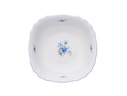 Mísa salátová čtyřhranná, 26 cm, pomněnky, Český porcelán
