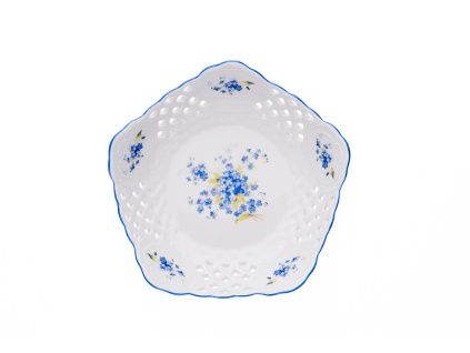 Mísa pětihranná prolamovaná, 19 cm, pomněnky, porcelán Dubí