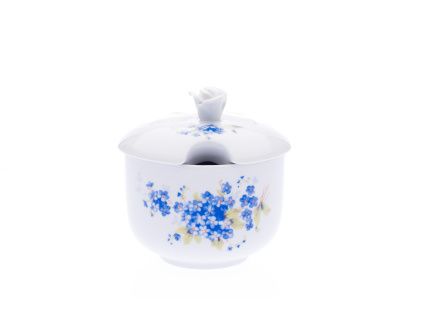 Cukřenka s víčkem s výřezem 0,20 l,  pomněnky, Český porcelán