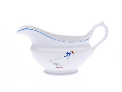 Porcelánový omáčník oválný, 0,30 l, husy, Český porcelán