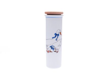 Dóza na špagety, výška 28,4 cm, husy, Český porcelán