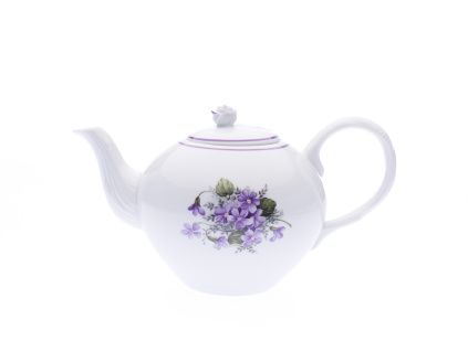 Konvice čajová se sítkem, 1,20 l, fialky, Český porcelán