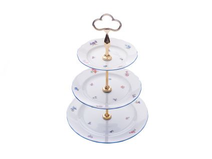 Etažérka trojdílná, rakouská házenka, porcelán Dubí