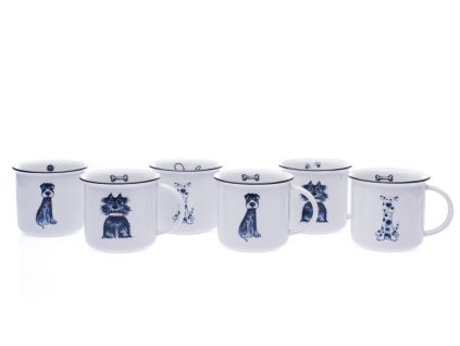 Sada hrnků Tina, 250 ml, psi, 6 ks, porcelán Dubí