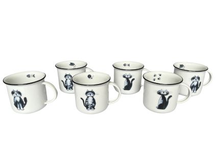 Sada hrnků Tina, 250 ml, kočky, 6 ks, porcelán Dubí