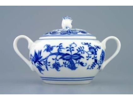 Cukřenka s oušky s víčkem bez výřezu  0,30 l,  cibulák,  Český porcelán