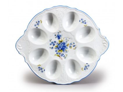 Podnos na vejce, český porcelán, Bernadotte, 25 cm, pomněnky, Thun