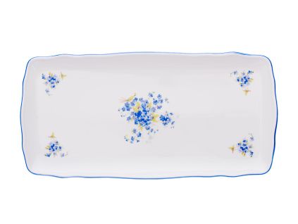 Podnos čtyřhranný, 33 cm, pomněnky, Český porcelán