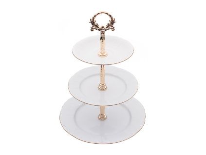 Etažérka, zlatý proužek, Bernadotte, český porcelán, Thun